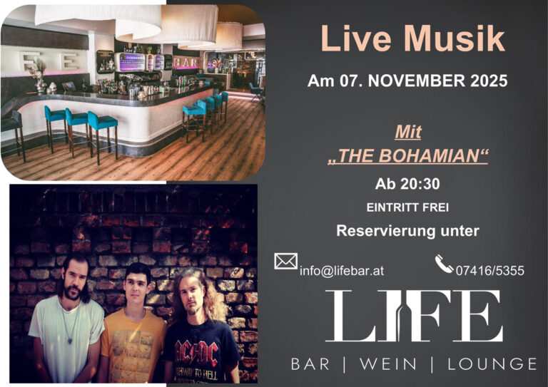 Mehr über den Artikel erfahren Live-Musik Nacht – 07. November 2025 mit „The Bohamian“